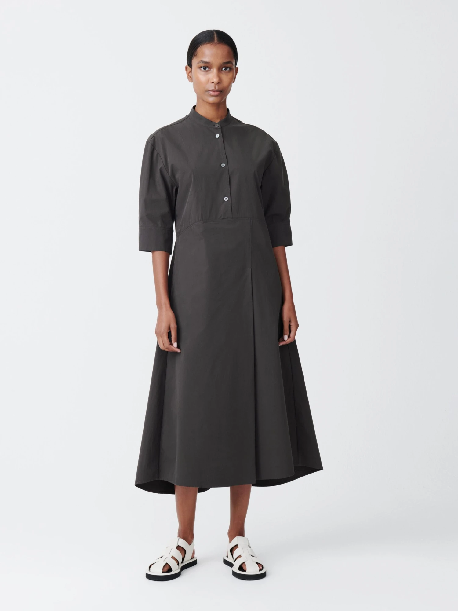 Studio Nicholson Sabo Cotton Dress In Asphalt 1 Studio Nicholson Sabo Cotton Dress In Asphalt