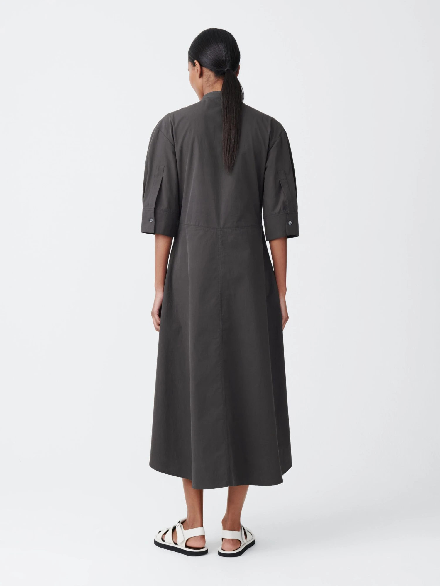 Studio Nicholson Sabo Cotton Dress In Asphalt 3 Studio Nicholson Sabo Cotton Dress In Asphalt - Image 3