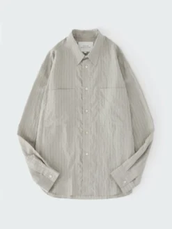 Studio Nicholson Salin Shirt In Pebble Black -Studio Nicholson SALINSNM 1125TXTRDVINTAGESTRIPEPEBBLE BLACK 150315 FS 6bb4da42 42f2 40fe 83a1 5f7f232aac7e scaled