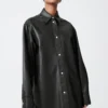Studio Nicholson Santos Leather Shirt In Black Grape