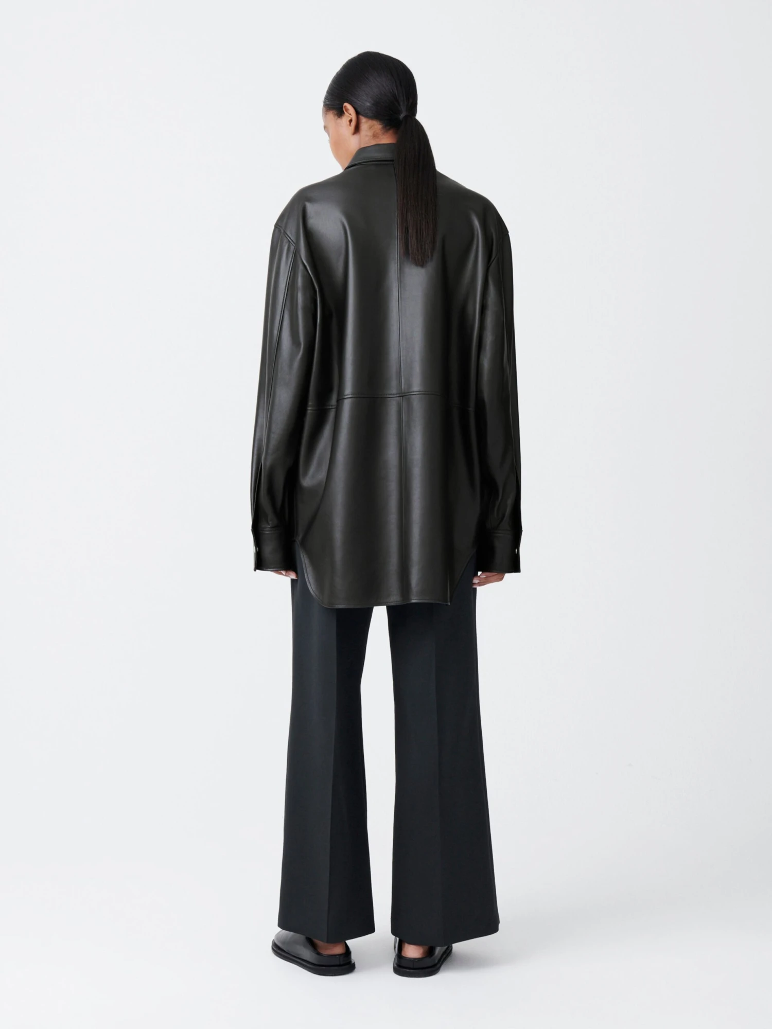 Studio Nicholson Santos Leather Shirt In Black Grape 4 Studio Nicholson Santos Leather Shirt In Black Grape - Image 4