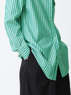 Studio Nicholson Santos Shirt In Stripe Green 14 Studio Nicholson Santos Shirt In Stripe Green -Studio Nicholson SANTOSSNW 1301CLASSICSTRIPEGREEN CREAM1 scaled