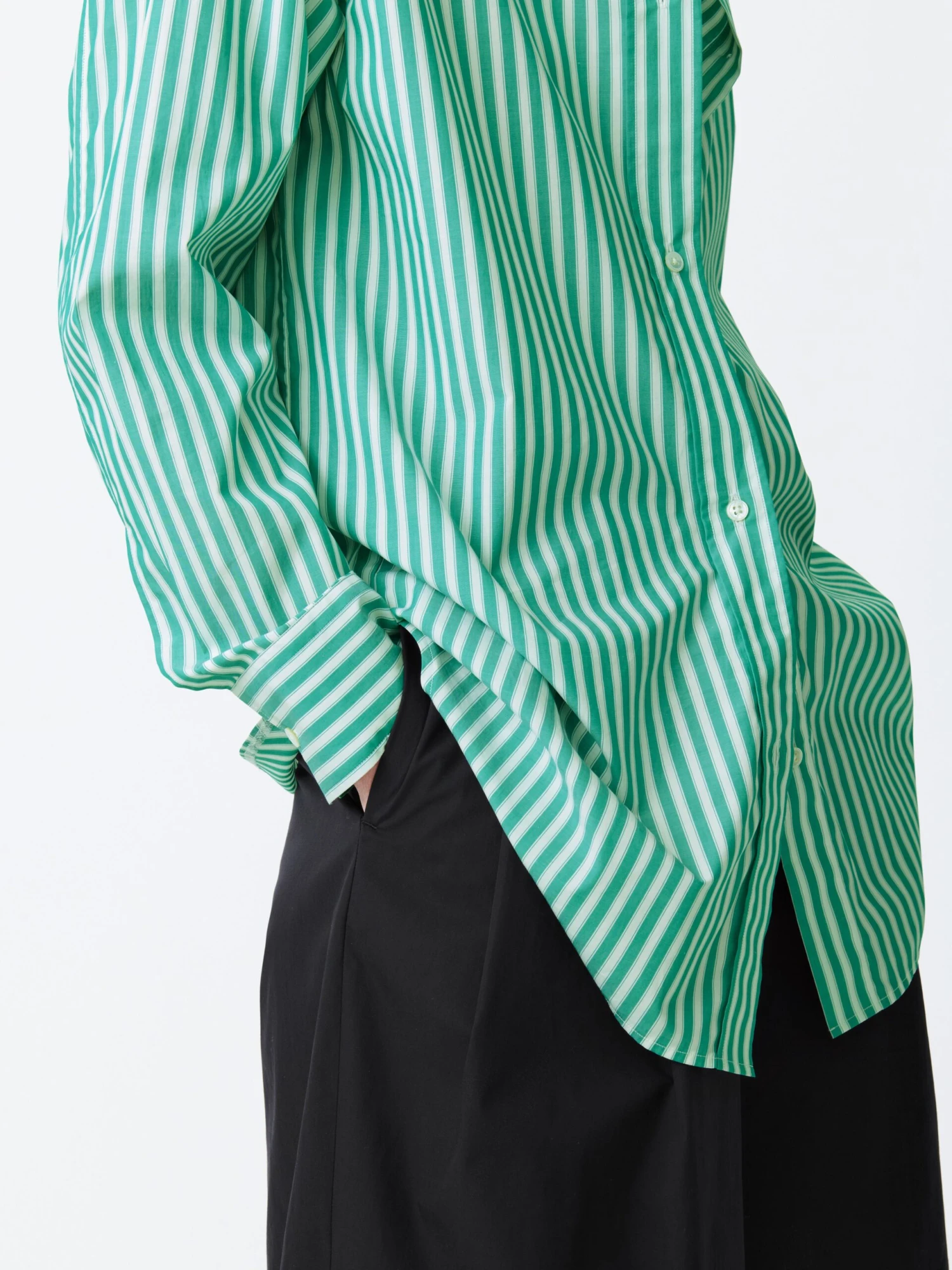 Studio Nicholson Santos Shirt In Stripe Green 6 Studio Nicholson Santos Shirt In Stripe Green - Image 6