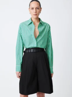 Studio Nicholson Santos Shirt In Stripe Green 12 Studio Nicholson Santos Shirt In Stripe Green -Studio Nicholson SANTOSSNW 1301CLASSICSTRIPEGREEN CREAM3 scaled