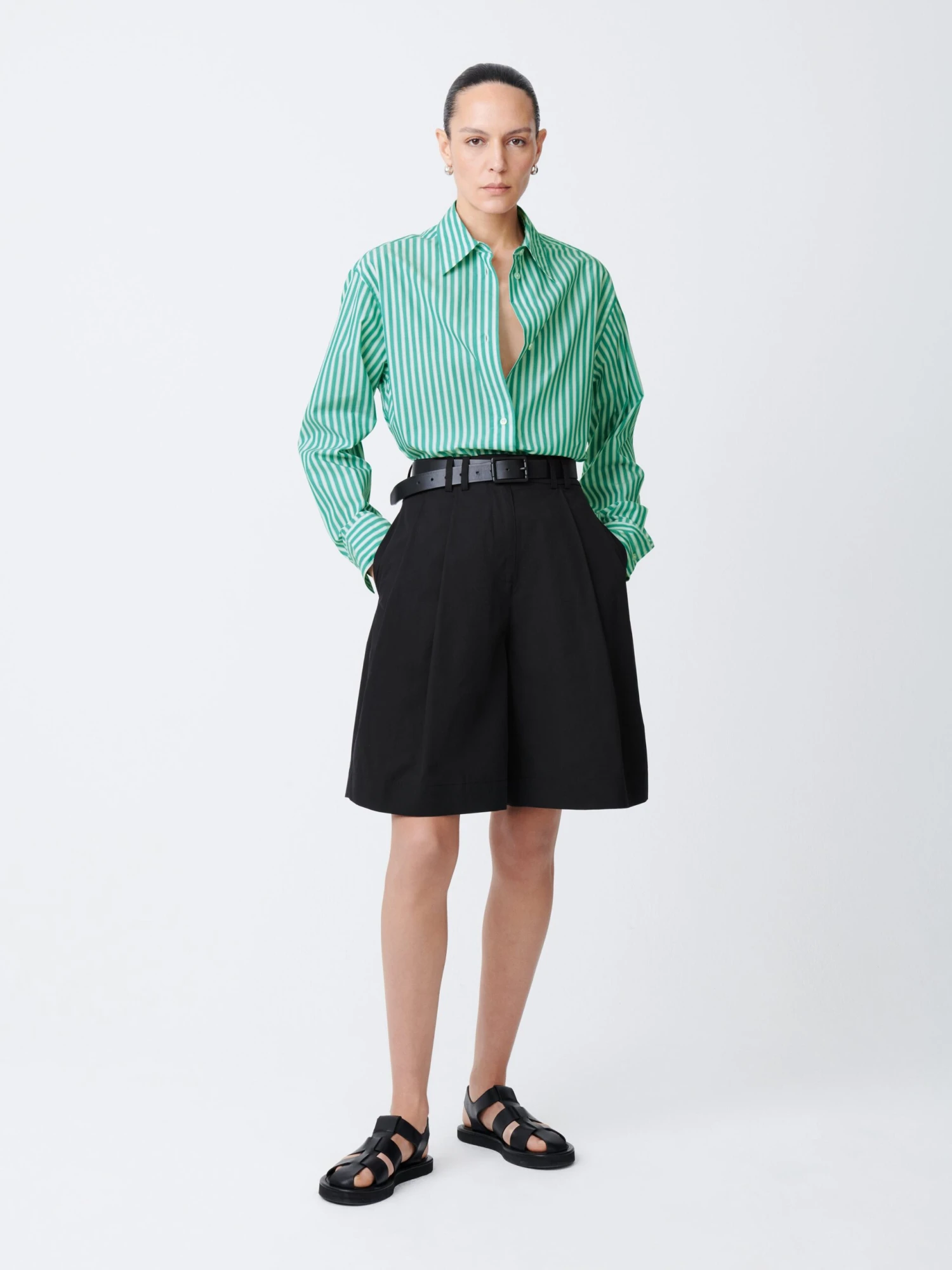 Studio Nicholson Santos Shirt In Stripe Green 2 Studio Nicholson Santos Shirt In Stripe Green - Image 2