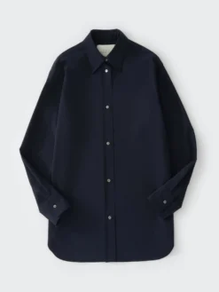 Studio Nicholson Santos Tropical Wool Shirt In Darkest Navy -Studio Nicholson SANTOSSNW 1301DARKNAVY 0493 FS scaled