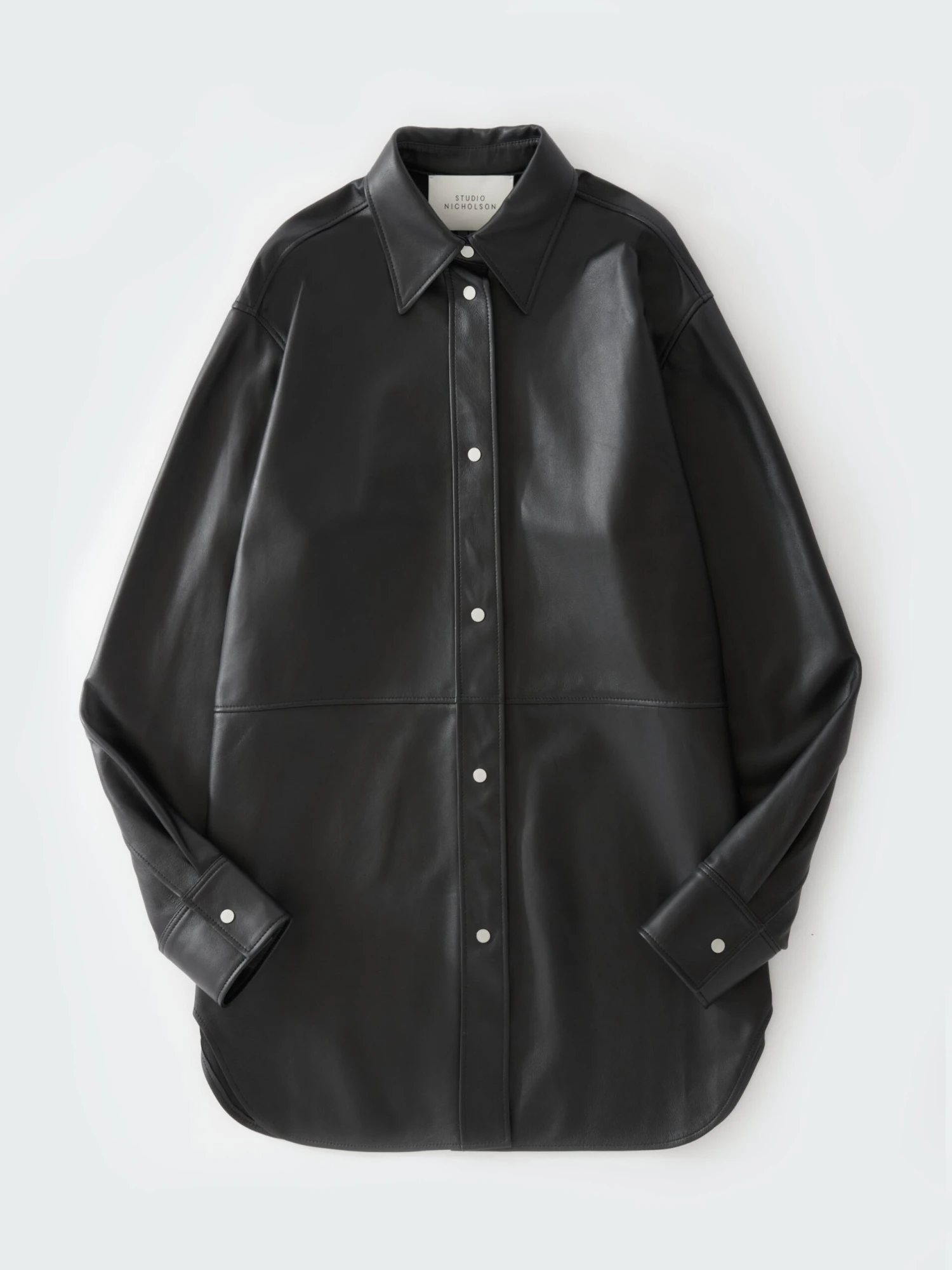 Studio Nicholson Santos Leather Shirt In Black Grape 7 Studio Nicholson Santos Leather Shirt In Black Grape - Image 7