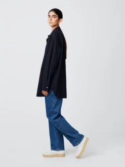 Studio Nicholson Santos Tropical Wool Shirt In Darkest Navy -Studio Nicholson SANTOSTROPWOOLDARKESTNAVY2 scaled