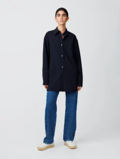 Studio Nicholson Santos Tropical Wool Shirt In Darkest Navy -Studio Nicholson SANTOSTROPWOOLDARKESTNAVY3 scaled