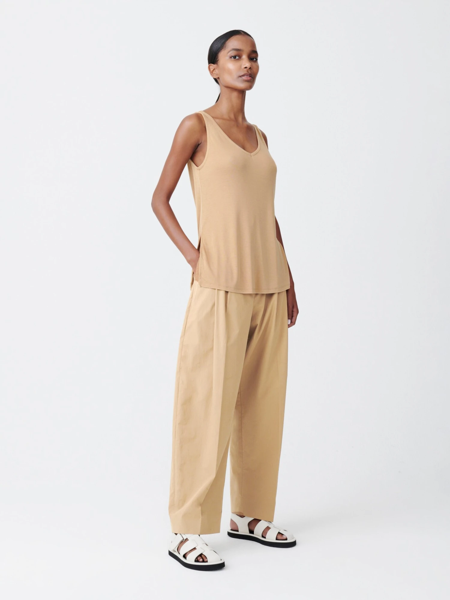 Studio Nicholson Shea Vest In Sand 3 Studio Nicholson Shea Vest In Sand - Image 3