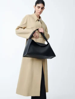 Studio Nicholson Shiboru Leather Bag In Black -Studio Nicholson SHIBORUSN 742LeatherBagBlackl1 scaled