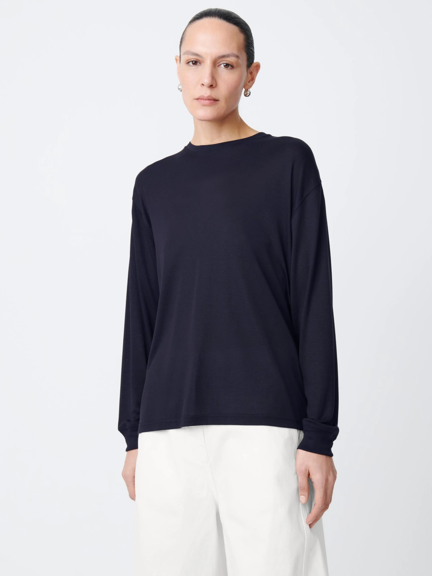 Studio Nicholson Simmons Lyocell T-Shirt In Darkest Navy 1 Studio Nicholson Simmons Lyocell T-Shirt In Darkest Navy