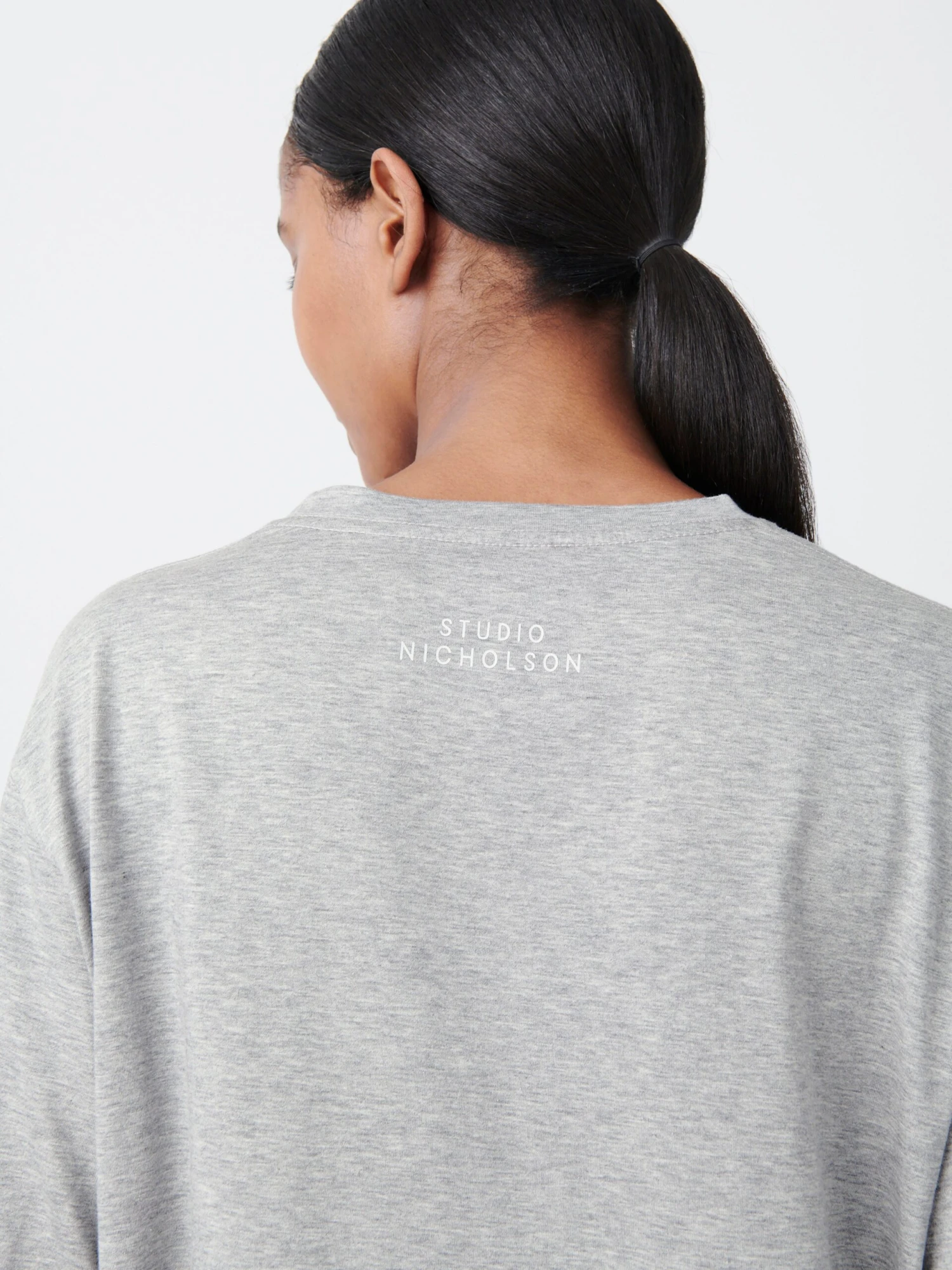 Studio Nicholson Simmons T-Shirt In Grey Marl 5 Studio Nicholson Simmons T-Shirt In Grey Marl - Image 5
