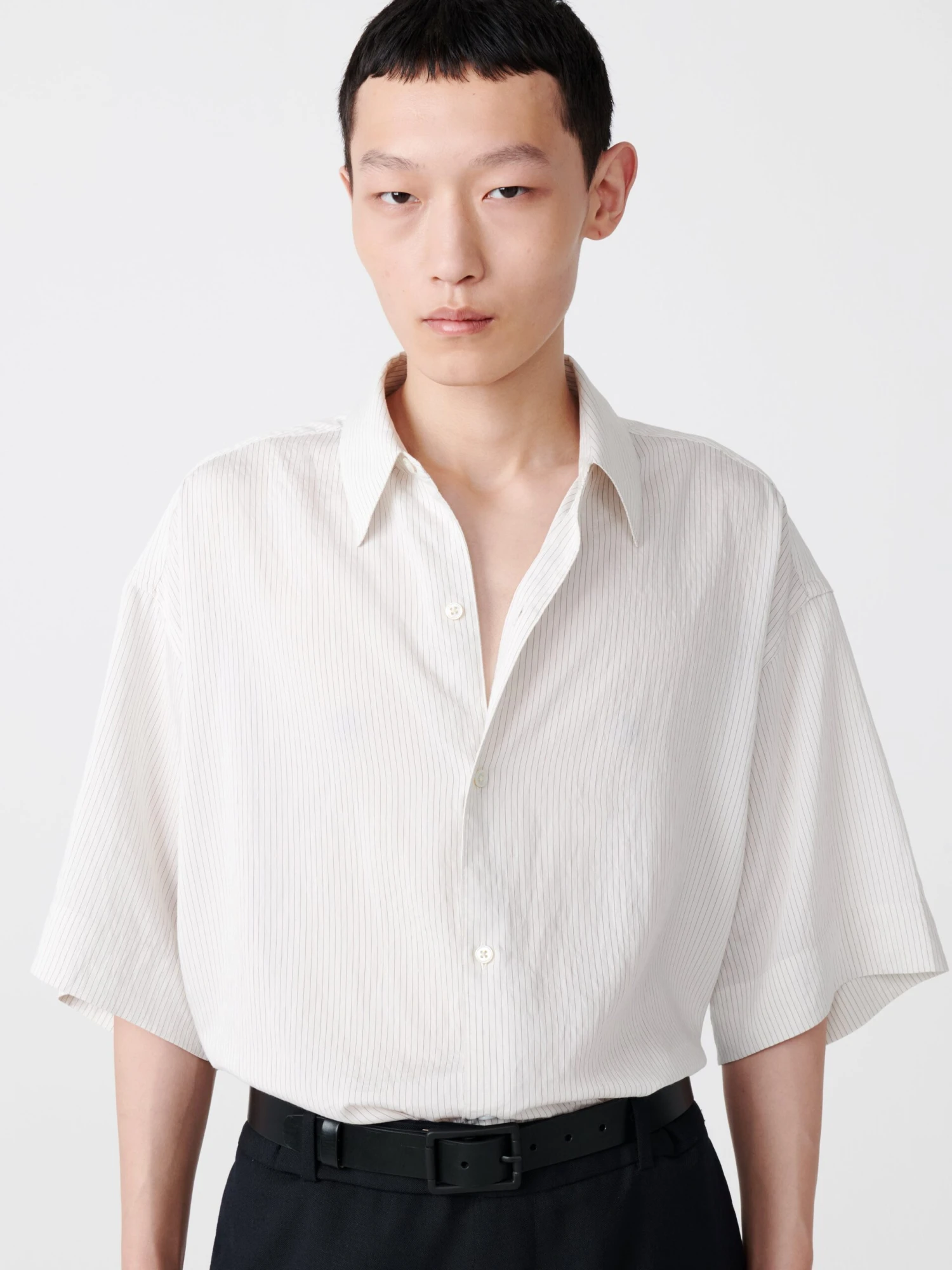 Studio Nicholson Sorono Shirt In Black White 1 Studio Nicholson Sorono Shirt In Black White