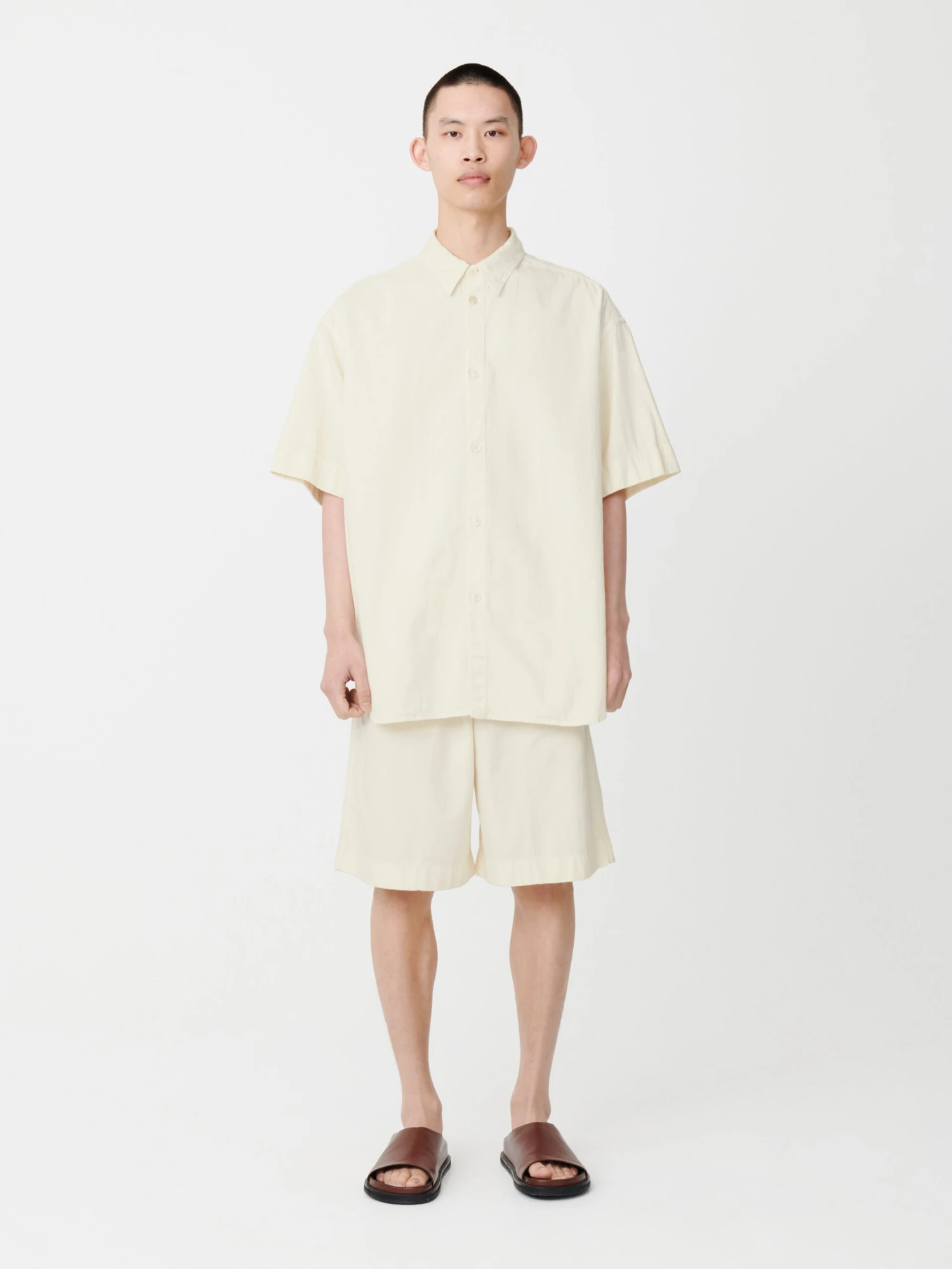 Studio Nicholson Sorono Denim Shirt In Parchment 1 Studio Nicholson Sorono Denim Shirt In Parchment