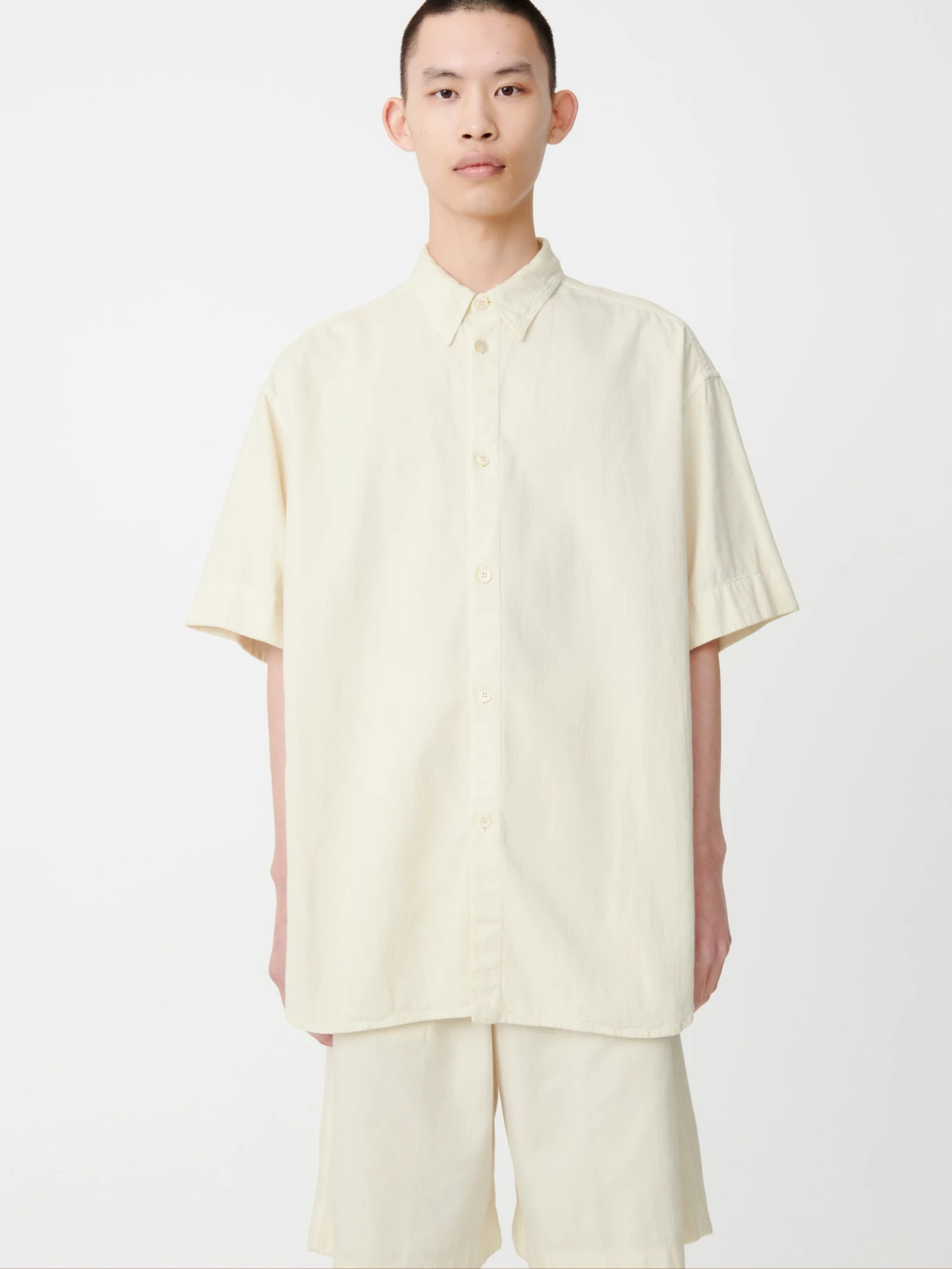 Studio Nicholson Sorono Denim Shirt In Parchment 4 Studio Nicholson Sorono Denim Shirt In Parchment - Image 4