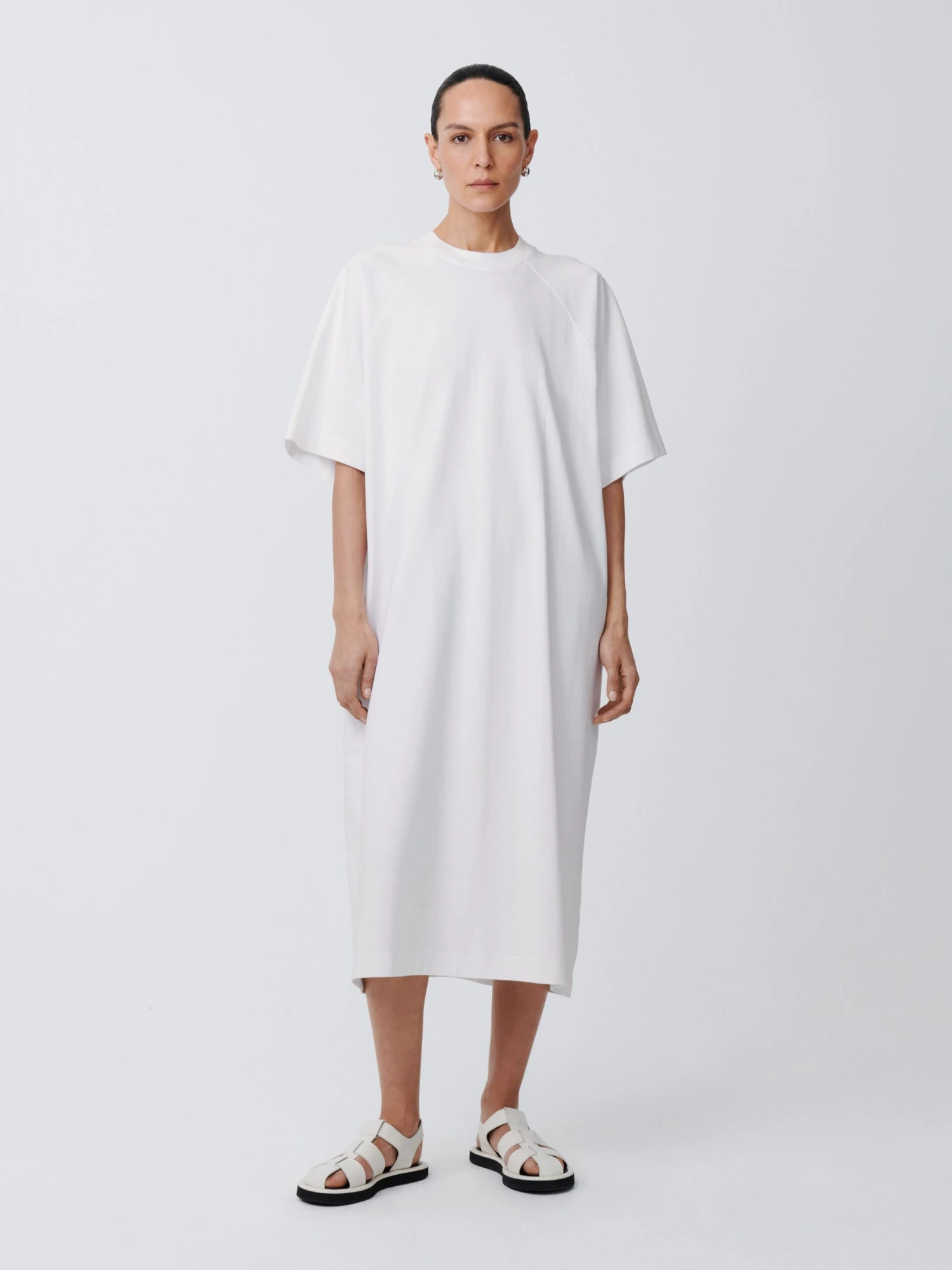 Studio Nicholson Stokes Dress In White 1 Studio Nicholson Stokes Dress In White