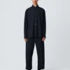 Studio Nicholson Tuck Tropical Wool Pant In Darkest Navy