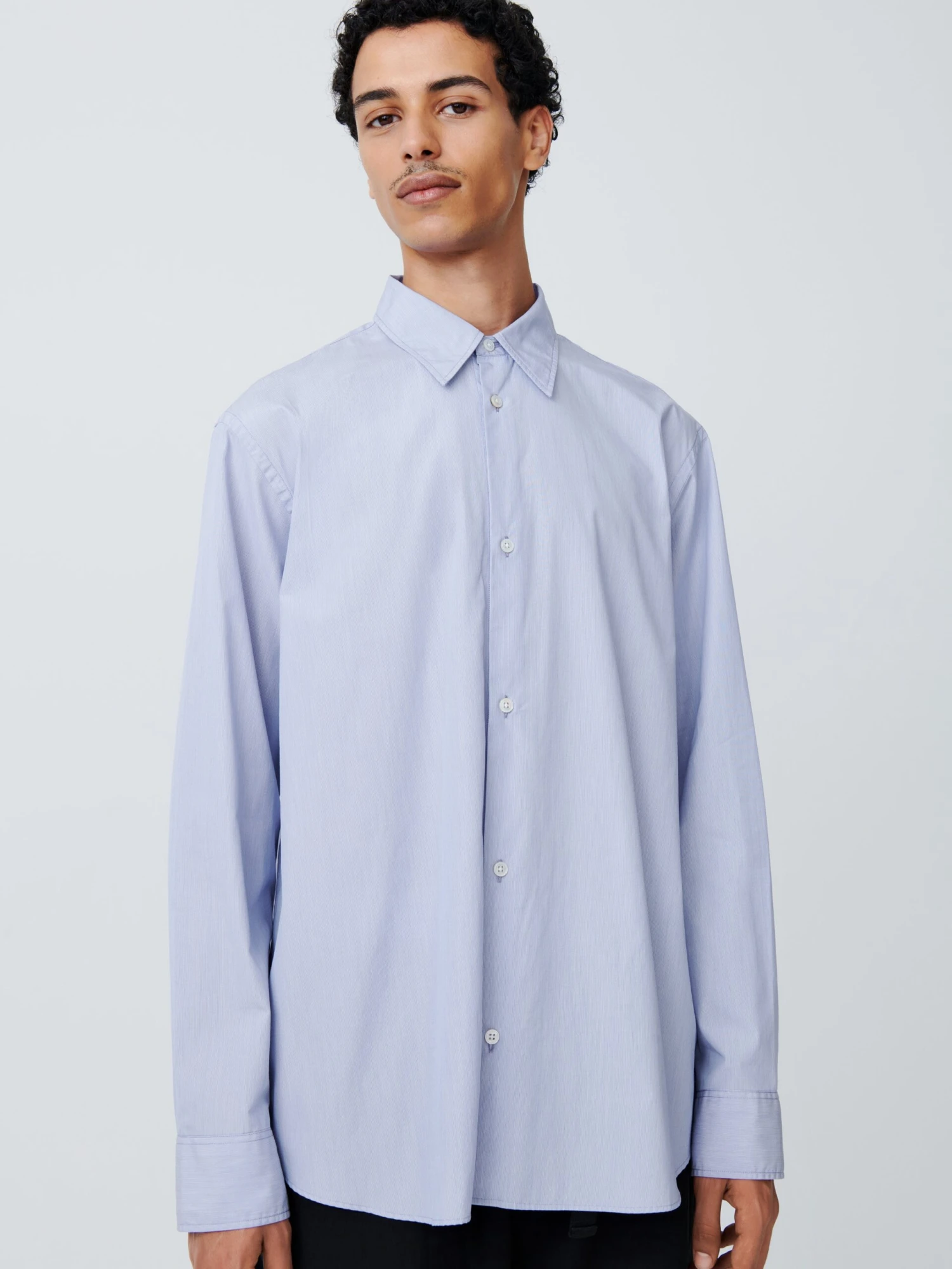 Studio Nicholson View Shirt In Officer Stripe 1 Studio Nicholson View Shirt In Officer Stripe