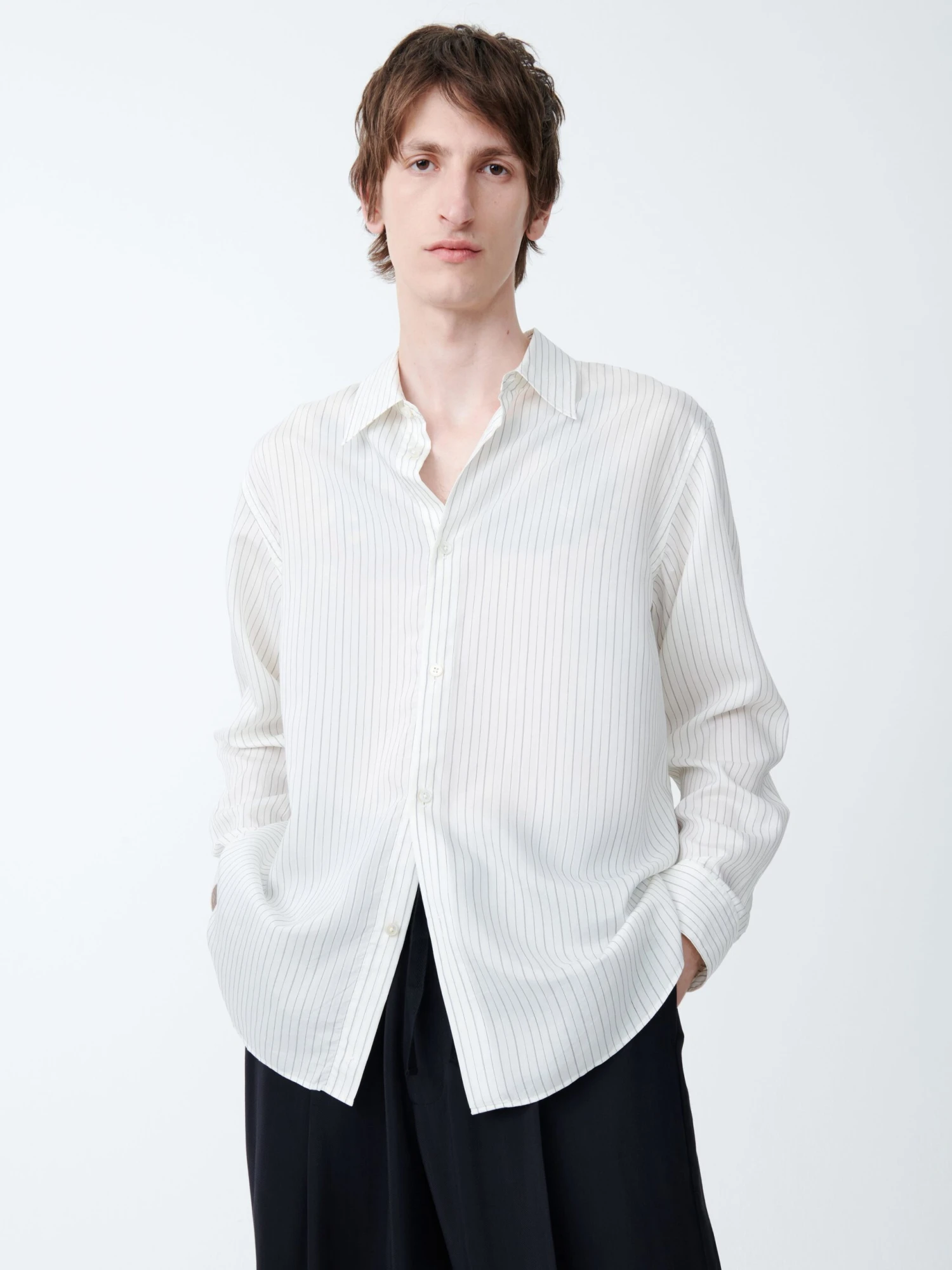 Studio Nicholson View Shirt In Ecru Black 1 Studio Nicholson View Shirt In Ecru Black