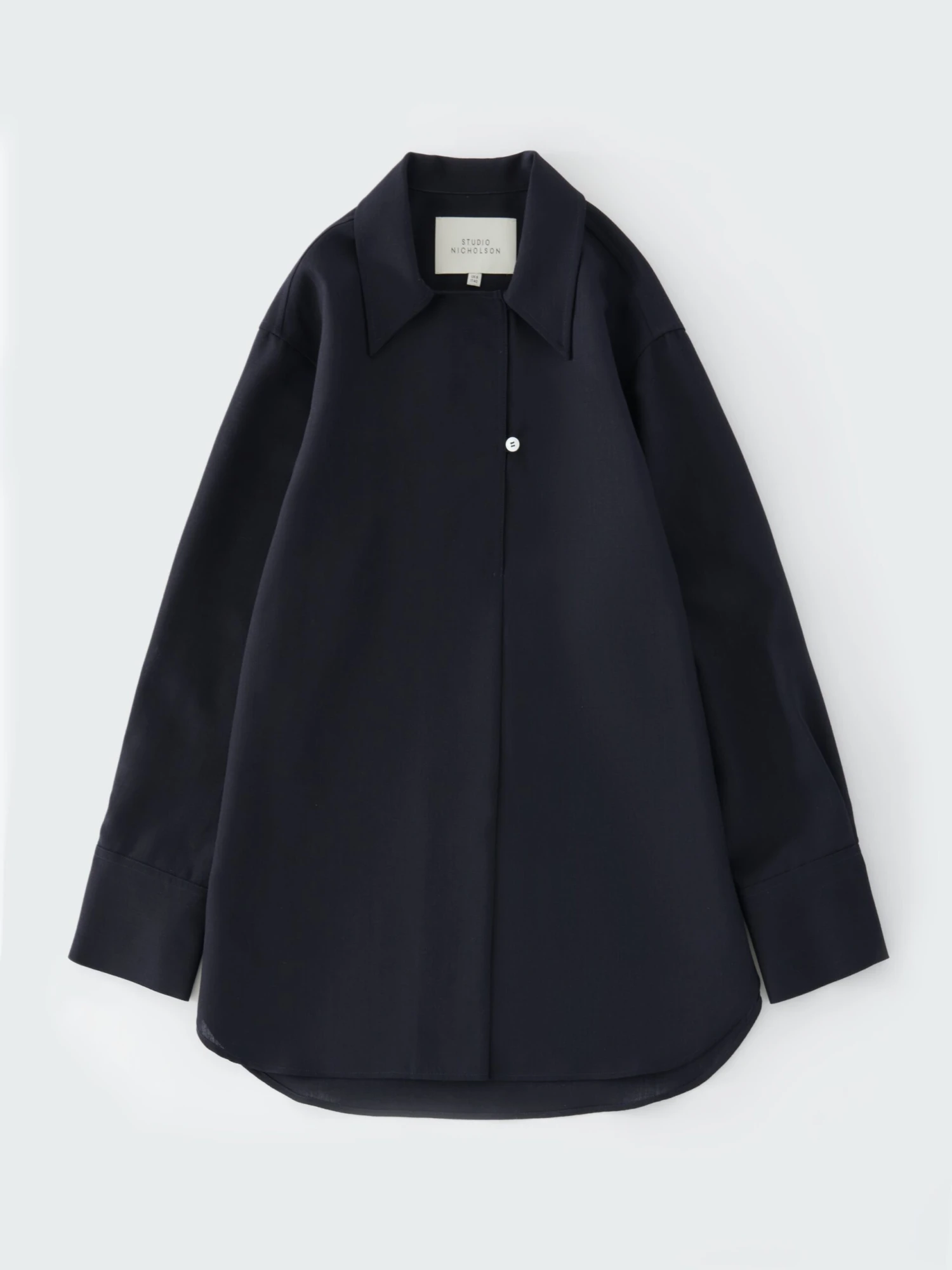 Studio Nicholson Wilton Tropical Wool Shirt In Darkest Navy 7 Studio Nicholson Wilton Tropical Wool Shirt In Darkest Navy - Image 7