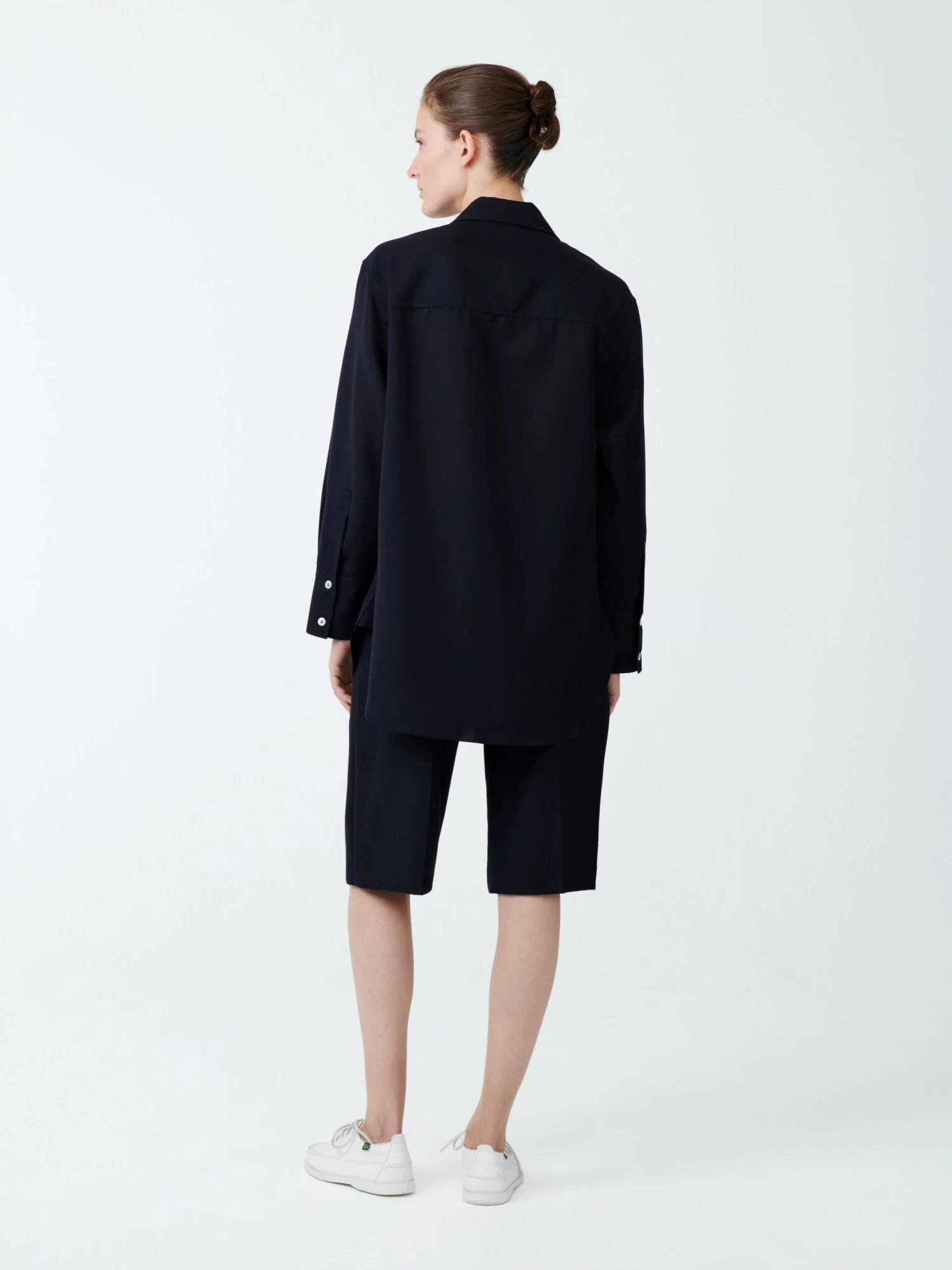 Studio Nicholson Wilton Tropical Wool Shirt In Darkest Navy 4 Studio Nicholson Wilton Tropical Wool Shirt In Darkest Navy - Image 4