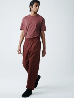 Studio Nicholson Zephyr Coated Cotton Pant In Chestnut -Studio Nicholson ZEPHYRPANTCHESTNUT4 scaled